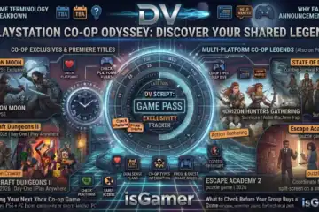 Screenshot of PS5 game co-op features and upcoming titles on isGamer.