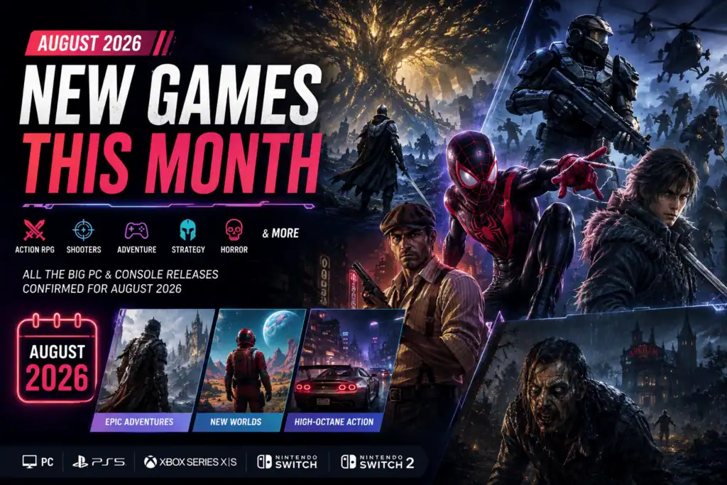 Upcoming PC and console game releases for August 2026.