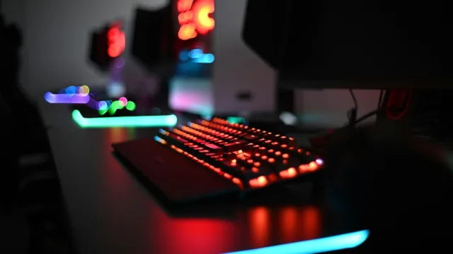 Gaming room with computer monitors