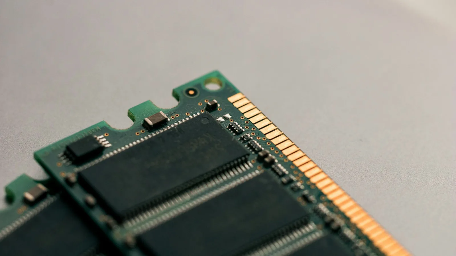 Close-up of computer memory components