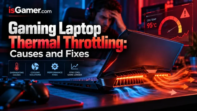 Gaming laptop thermal throttling guide cover with isGamer branding